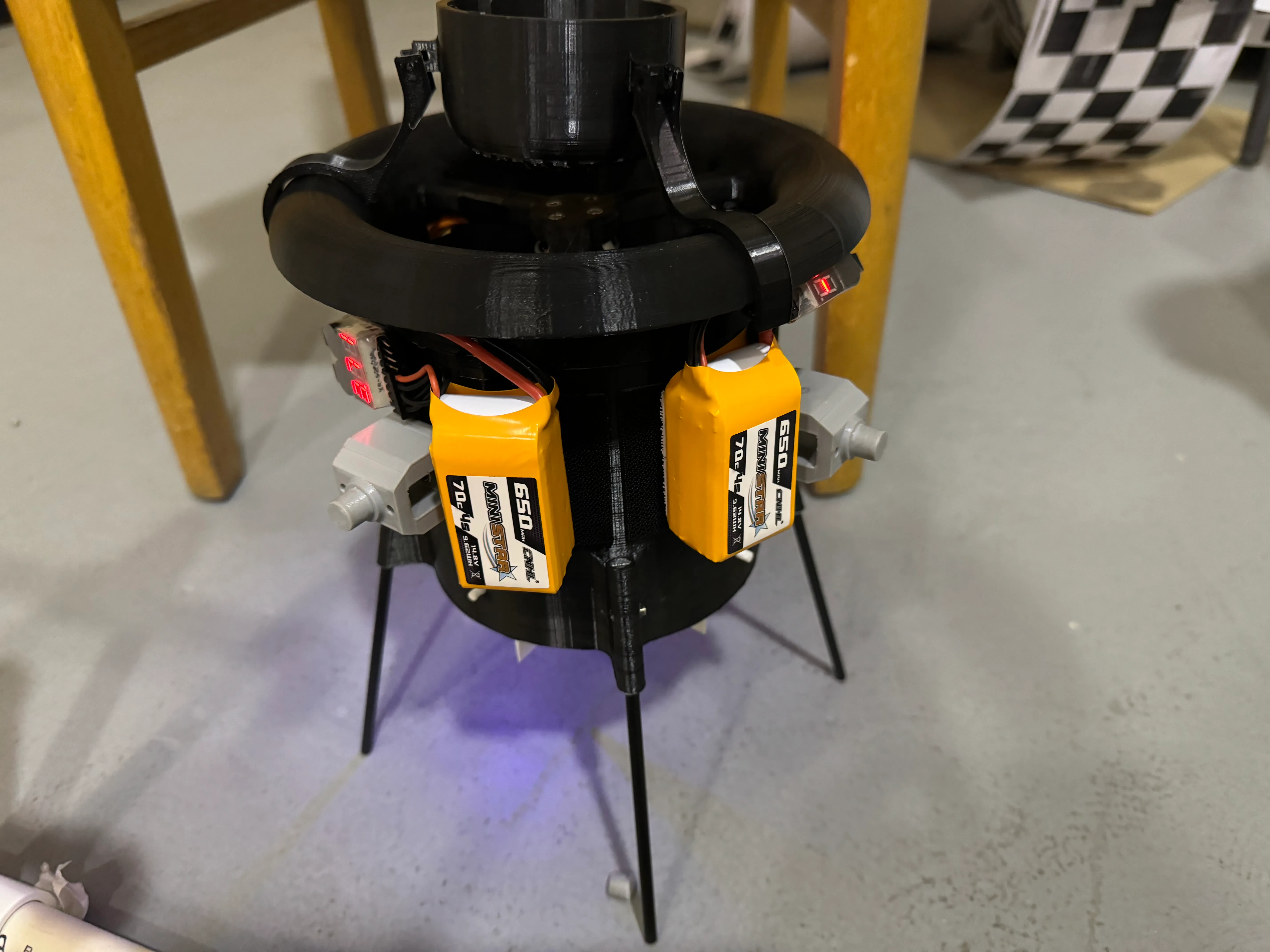 Drone on the ground powered on